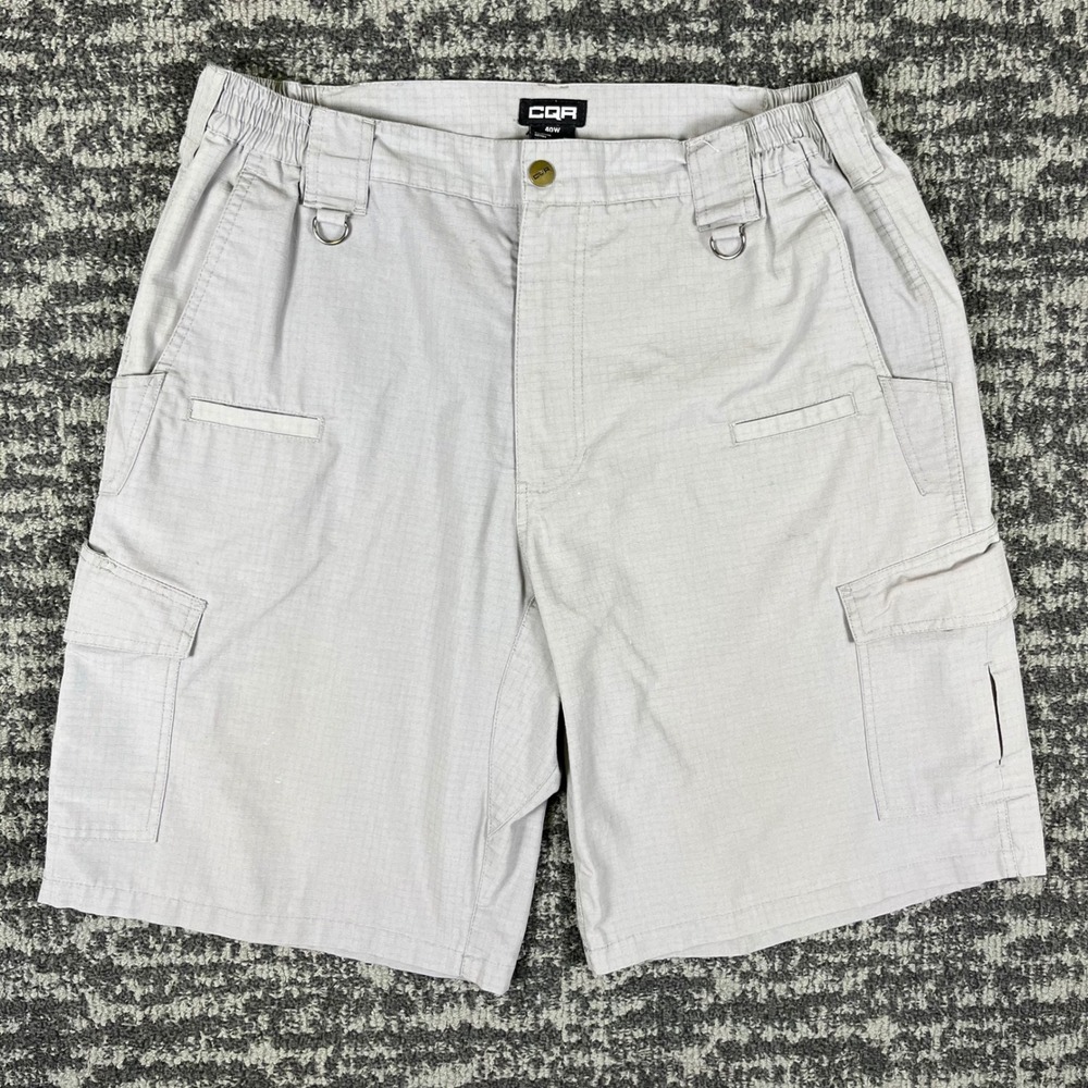 CQR Tactical Cargo Shorts Mens 40W Gray Ripstop Outdoor Hiking Multi-Pocket